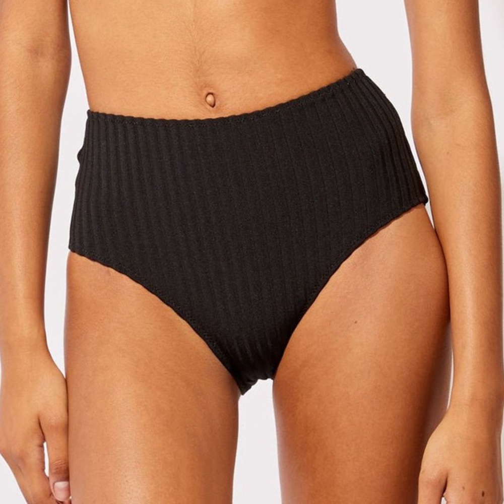 ▪️Solid & Striped BEVERLY HIGH WAISTED BIKINI BOTTOM - BLACK RIBBED